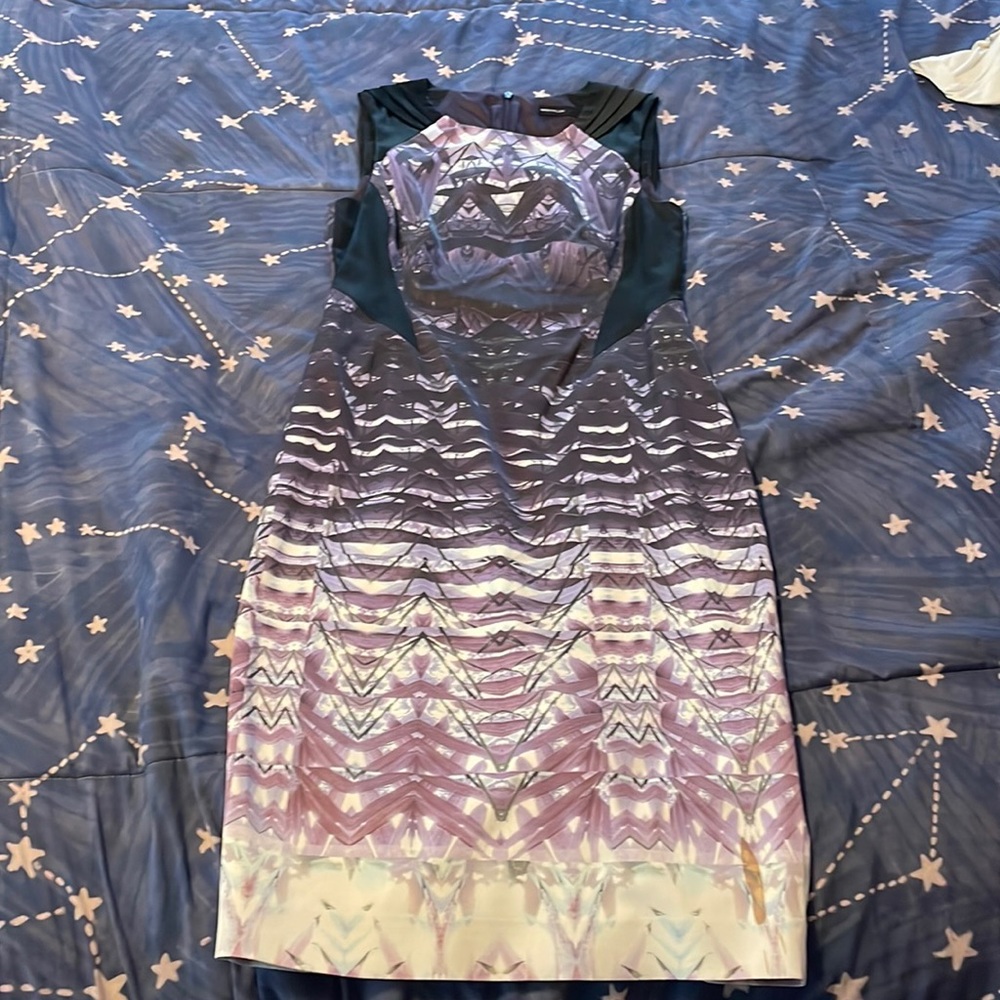 purple floral patterned dress